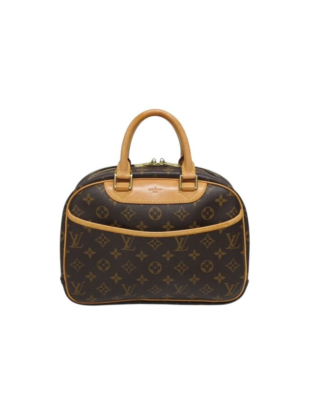 Louis Vuitton Trouville Handbag Monogram Brown Leather Gold